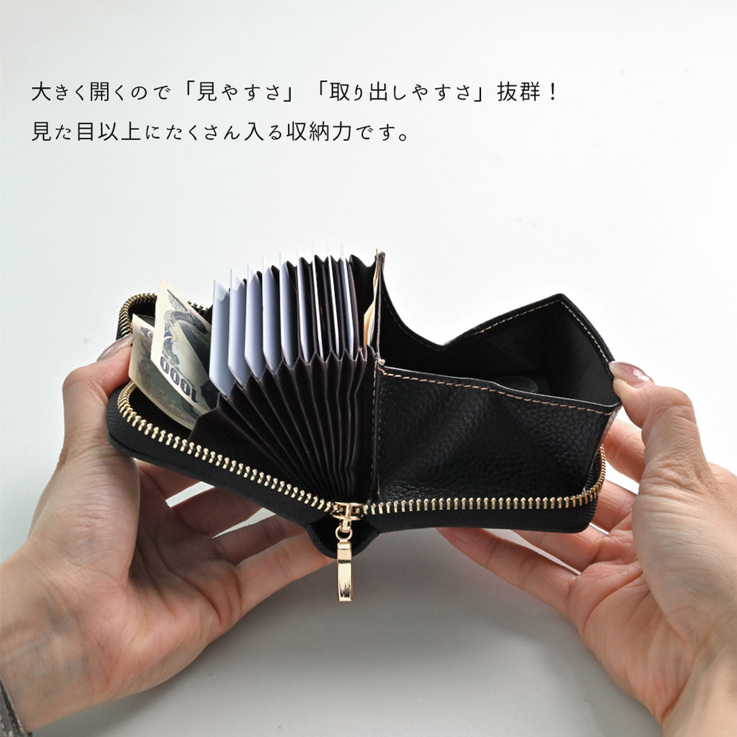 イタリアンレザー 市松模様 お札が折れない コンパクトウォレット 本革 ミニ財布 TKM