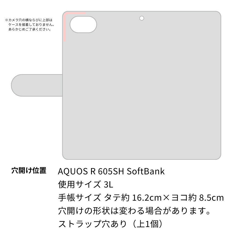 AQUOS R 605SH SoftBank クリアプリントブラックタイプ 手帳型ケース