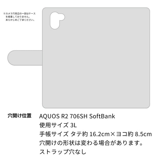 AQUOS R2 706SH SoftBank ビニール素材のスケルトン手帳型ケース クリア