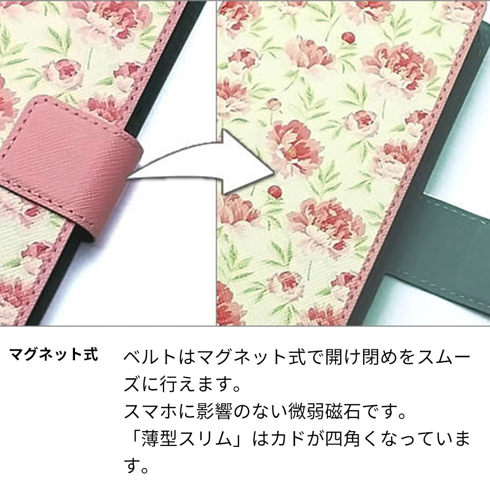Redmi Note 10T A101XM SoftBank 高画質仕上げ プリント手帳型ケース ( 薄型スリム ) 【YB909 花模様】