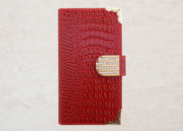 Xperia 10 VII SO-52F docomo クロコダイル・ラインストーンキラキラバックル 手帳型ケース