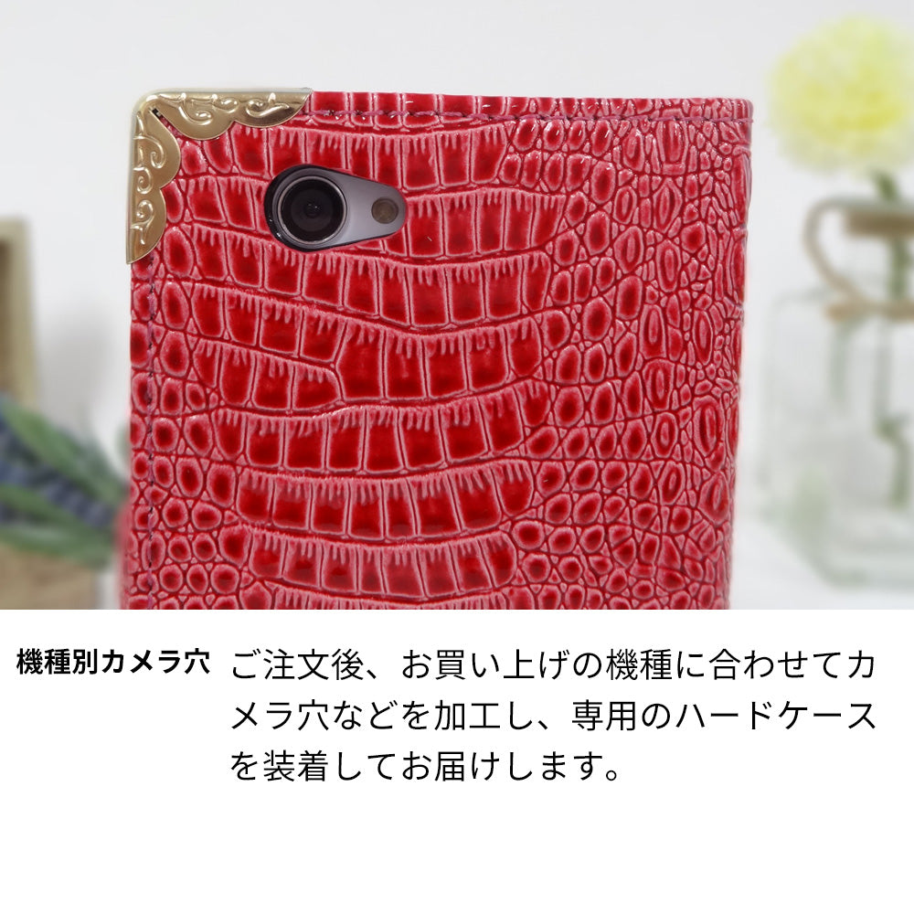 AQUOS R10 A501SH SoftBank クロコダイル・ラインストーンキラキラバックル 手帳型ケース