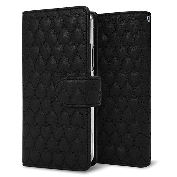 HUAWEI nova lite 2 FIG-LA1 ハートのキルトデコ 手帳型ケース 耐衝撃