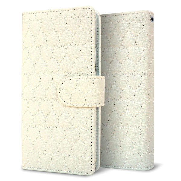 AQUOS sense5G SH-M17 ハートのキルトデコ 手帳型ケース 耐衝撃