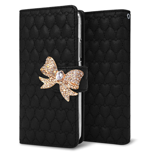 AQUOS sense5G SHG03 au ハートのキルトデコ 手帳型ケース 耐衝撃