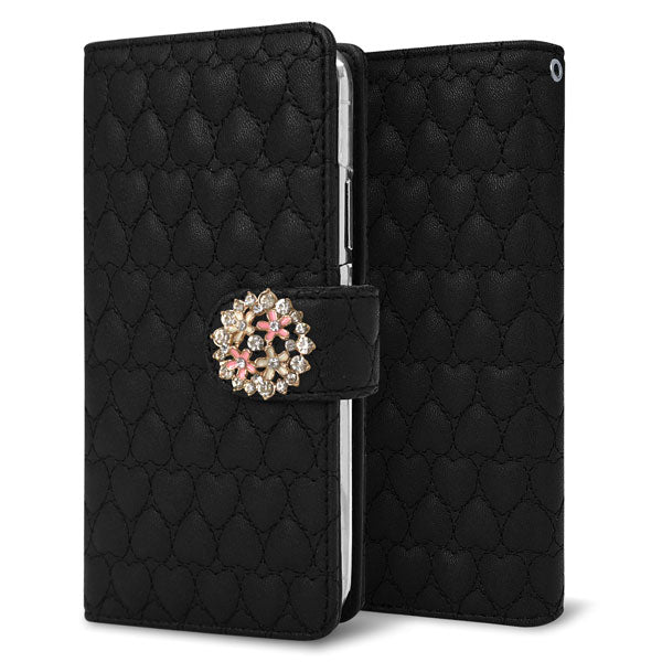 Xperia Ace III SOG08 au ハートのキルトデコ 手帳型ケース 耐衝撃