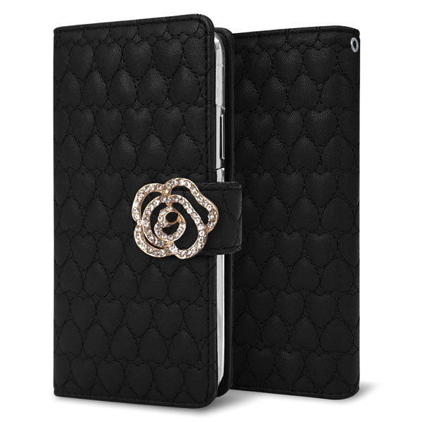 AQUOS wish SHG06 au ハートのキルトデコ 手帳型ケース 耐衝撃