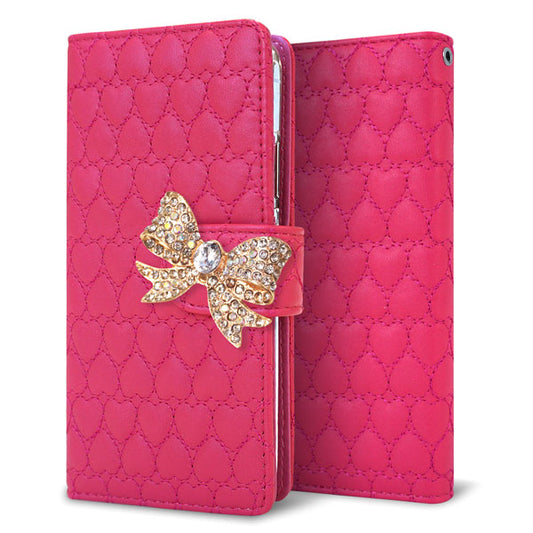 Xperia 10 V SOG11 au ハートのキルトデコ 手帳型ケース 耐衝撃