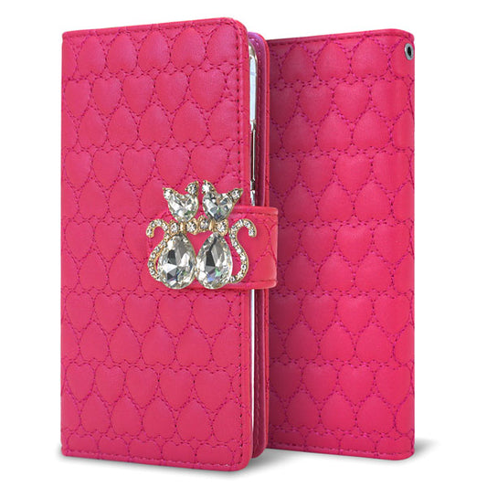 Xperia 5 III SOG05 au ハートのキルトデコ 手帳型ケース 耐衝撃