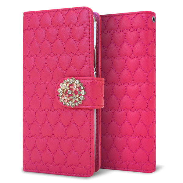 Xperia Ace III SO-53C docomo ハートのキルトデコ 手帳型ケース 耐衝撃