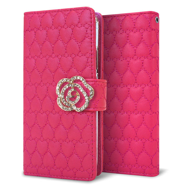 Google Pixel 3 ハートのキルトデコ 手帳型ケース 耐衝撃