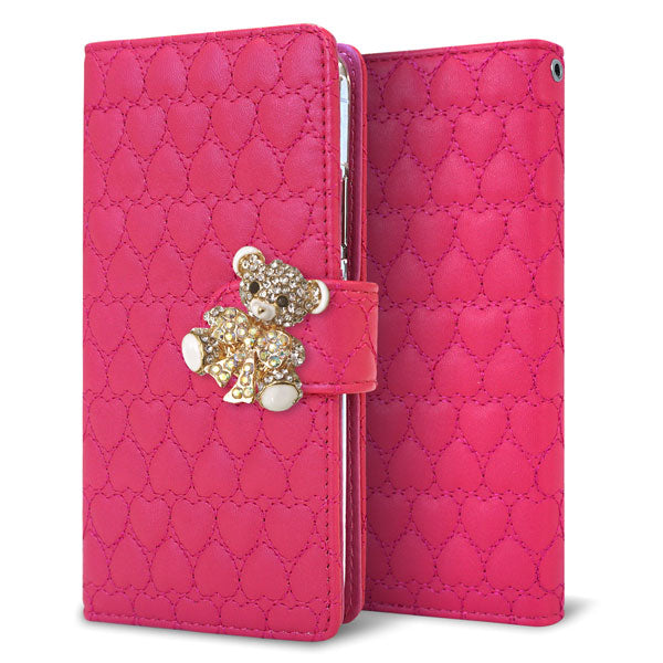 iPhone12 Pro ハートのキルトデコ 手帳型ケース 耐衝撃