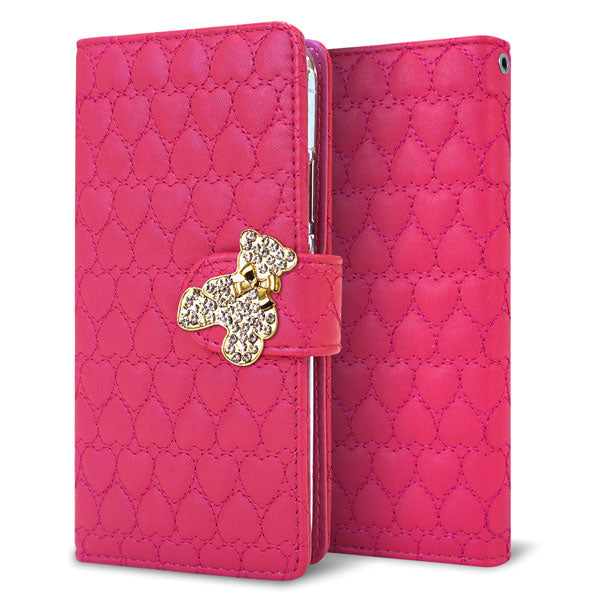 Android One S5 ハートのキルトデコ 手帳型ケース 耐衝撃