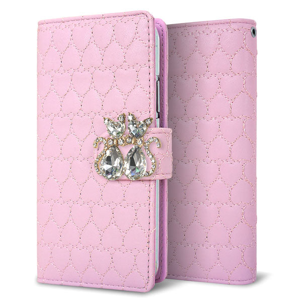 Xperia 10 III SOG04 au ハートのキルトデコ 手帳型ケース 耐衝撃