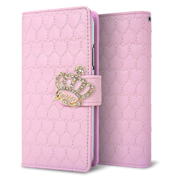 シンプルスマホ7 A404SH SoftBank ハートのキルトデコ 手帳型ケース 耐衝撃