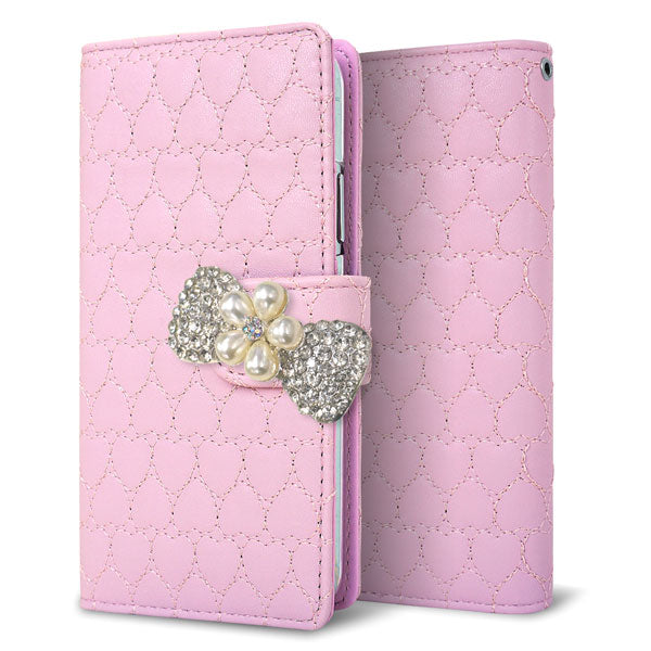 iPhone6 PLUS ハートのキルトデコ 手帳型ケース 耐衝撃