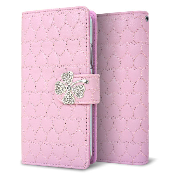 Xperia 5 V SOG12 au ハートのキルトデコ 手帳型ケース 耐衝撃