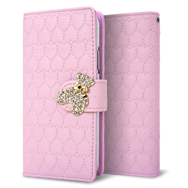 Xperia Ace II SO-41B docomo ハートのキルトデコ 手帳型ケース 耐衝撃