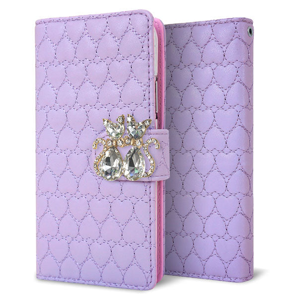 Galaxy S8 SC-02J docomo ハートのキルトデコ 手帳型ケース 耐衝撃