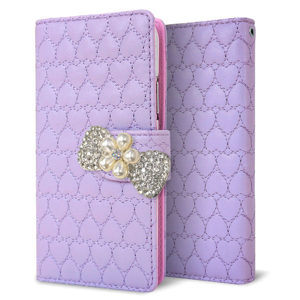 DIGNO BX 901KC SoftBank ハートのキルトデコ 手帳型ケース 耐衝撃