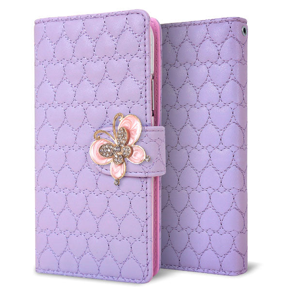 AQUOS R10 SH-51F docomo ハートのキルトデコ 手帳型ケース 耐衝撃