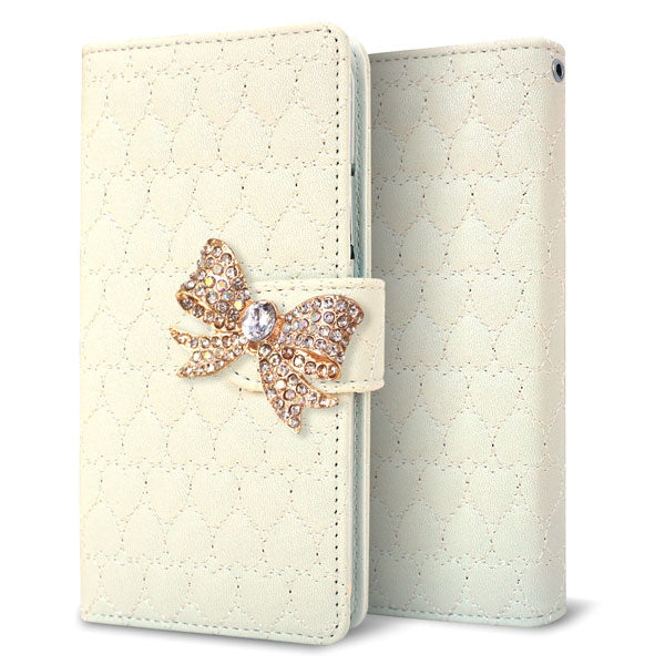 Google Pixel 3a ハートのキルトデコ 手帳型ケース 耐衝撃