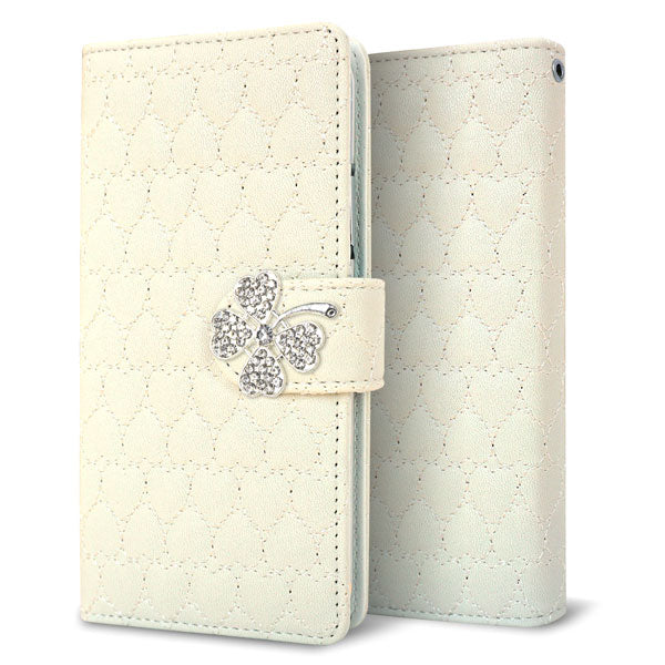 Xperia 10 V SOG11 au ハートのキルトデコ 手帳型ケース 耐衝撃