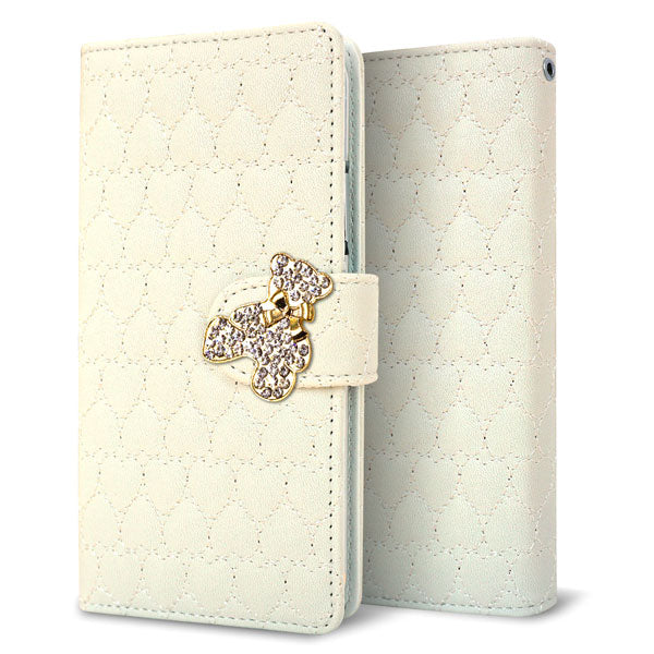 Xperia 5 V XQ-DE44 ハートのキルトデコ 手帳型ケース 耐衝撃