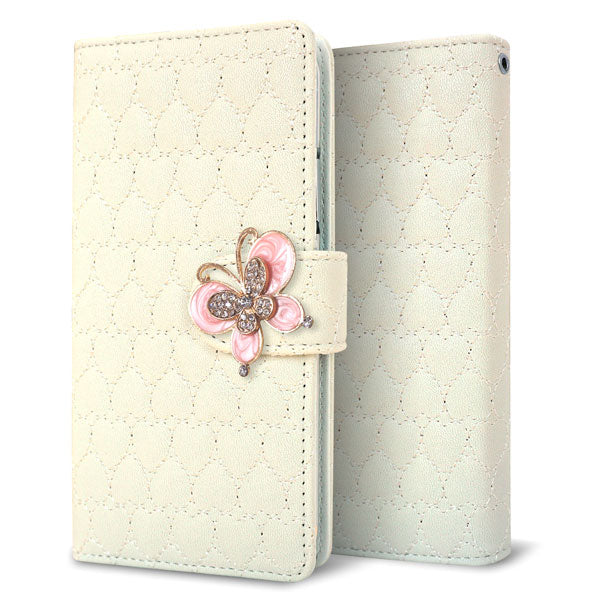 HUAWEI P30 lite Marie-L22J ハートのキルトデコ 手帳型ケース 耐衝撃