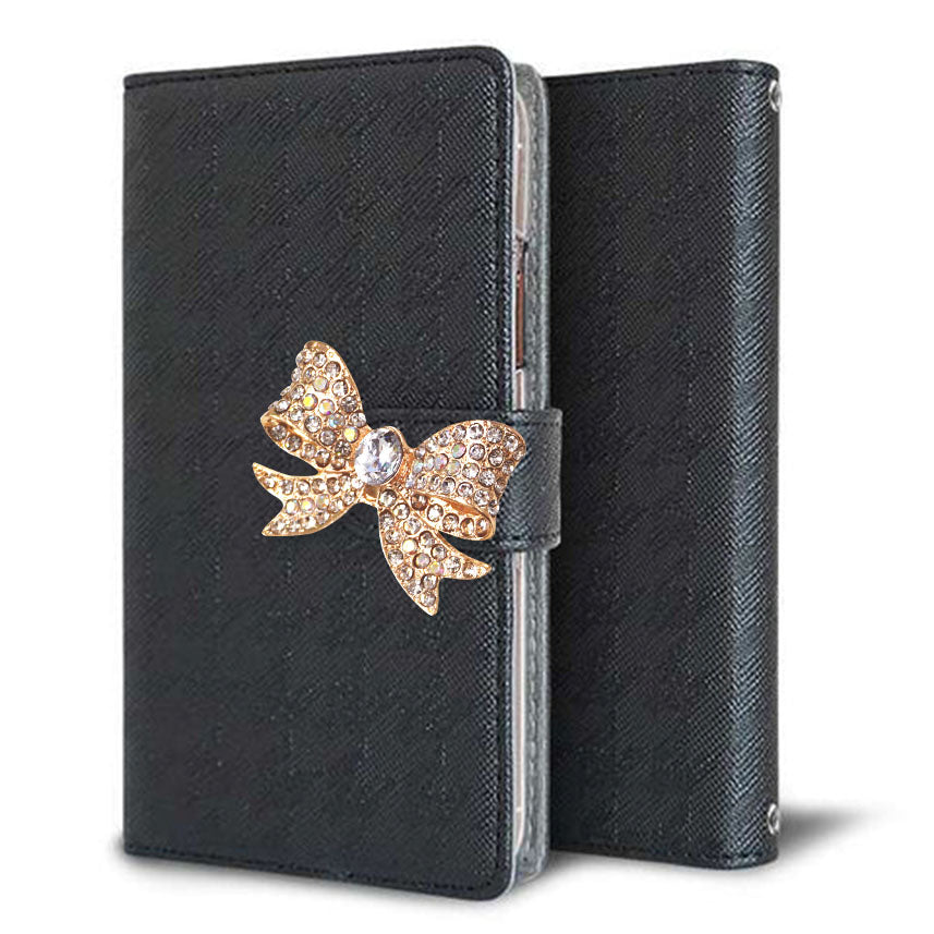 iPhone12 クリアプリントブラックタイプ 手帳型ケース