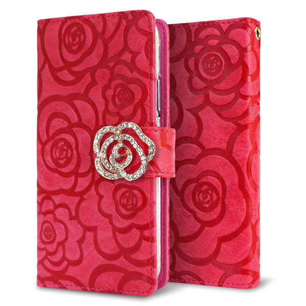 BASIO active SHG09 au Rose(ローズ)バラ模様 手帳型ケース 耐衝撃