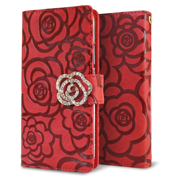 AQUOS R9 SH-51E docomo Rose(ローズ)バラ模様 手帳型ケース 耐衝撃