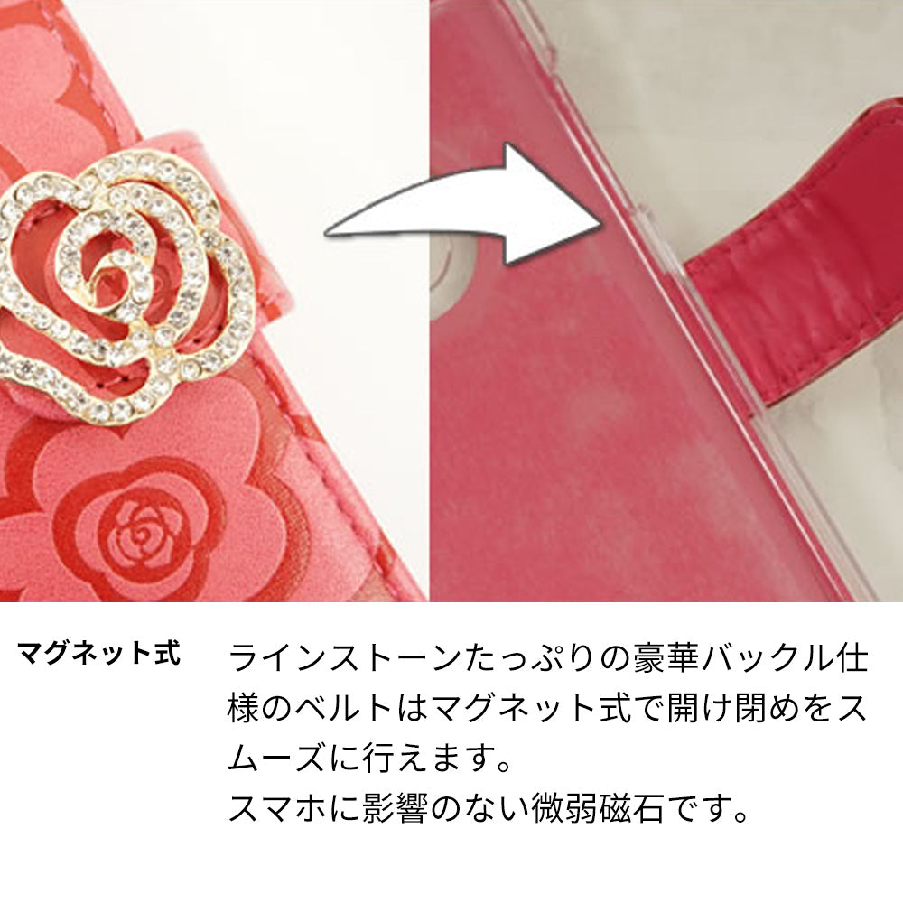 Galaxy S22 SCG13 au ローズ&カメリア 手帳型ケース