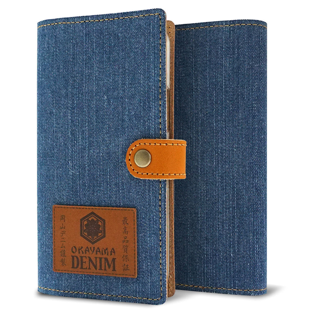 OPPO Reno7 A A201OP Y!mobile 岡山デニム×本革仕立て 手帳型ケース 耐衝撃