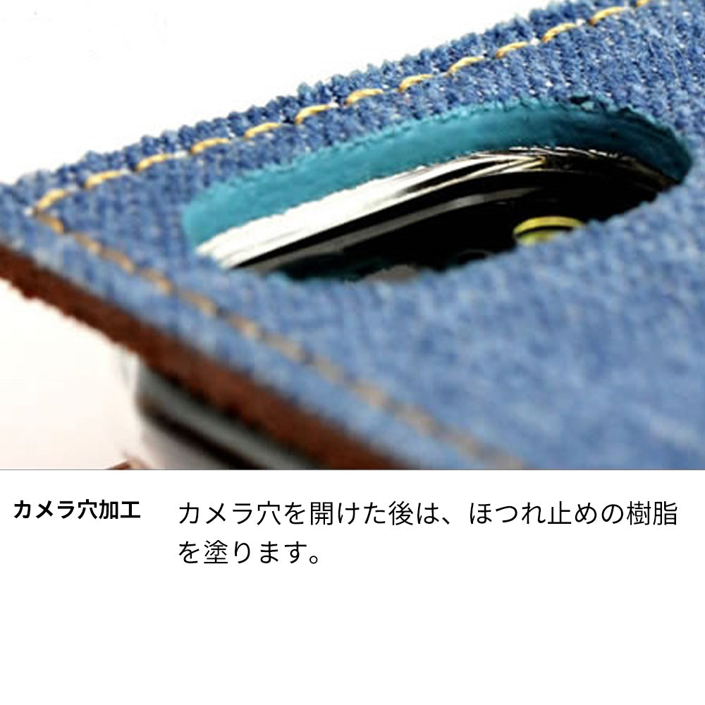 Android One S3 岡山デニム×本革仕立て 手帳型ケース