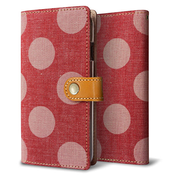 Xperia XZ1 701SO SoftBank 天然素材の水玉デニム本革仕立て 本革ベルト 手帳型ケース 耐衝撃