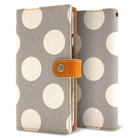 OPPO Reno13 A OPG05 UQ mobile 水玉帆布×本革仕立て 手帳型ケース 耐衝撃