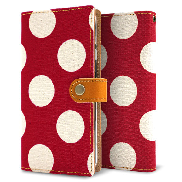 Xperia 10 V XQ-DC44 水玉帆布×本革仕立て 手帳型ケース 耐衝撃