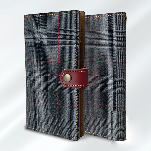 AQUOS R10 A501SH SoftBank グレンチェック&イタリアンレザー手帳型ケース 耐衝撃