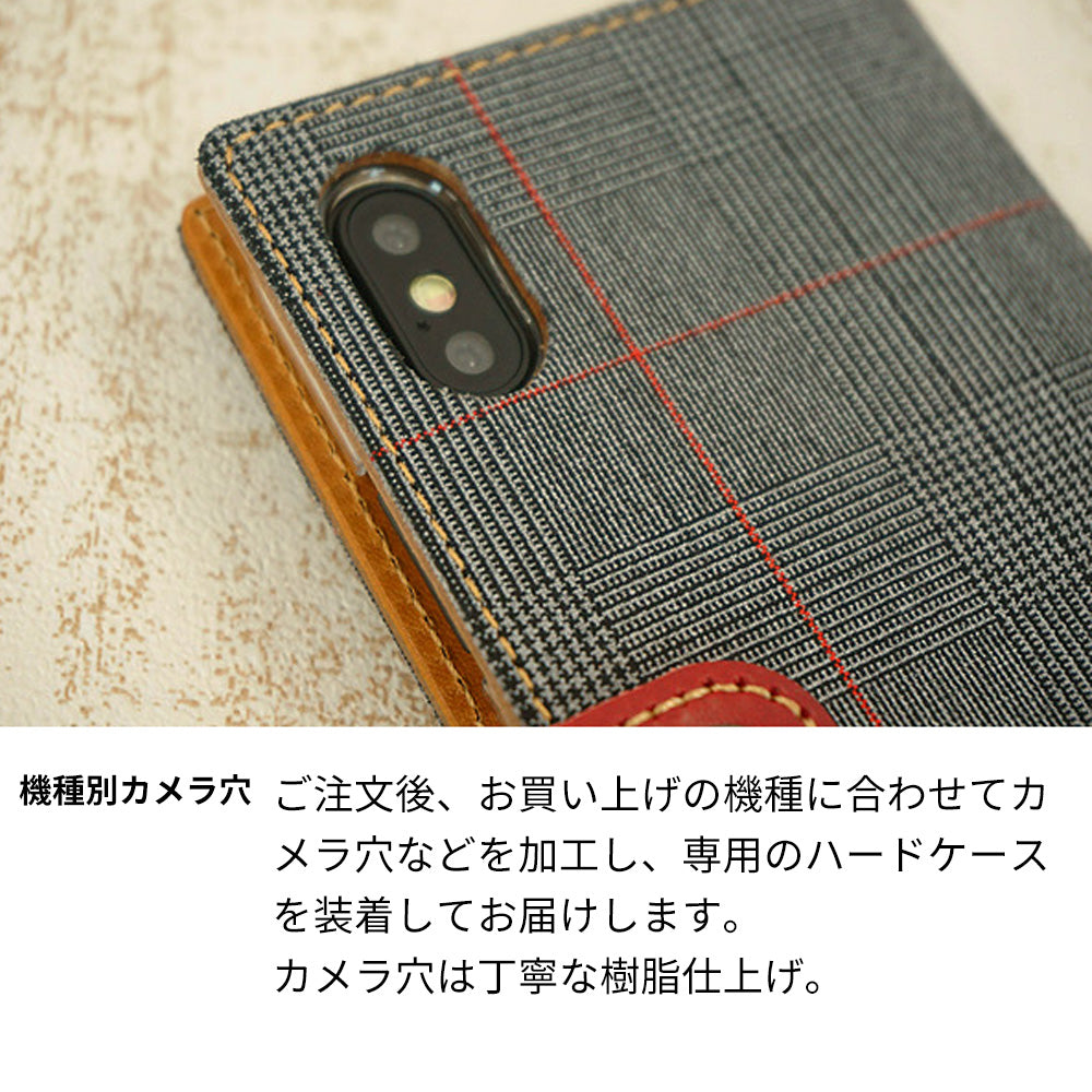 AQUOS wish4 SH-52E docomo グレンチェック&イタリアンレザー手帳型ケース 耐衝撃