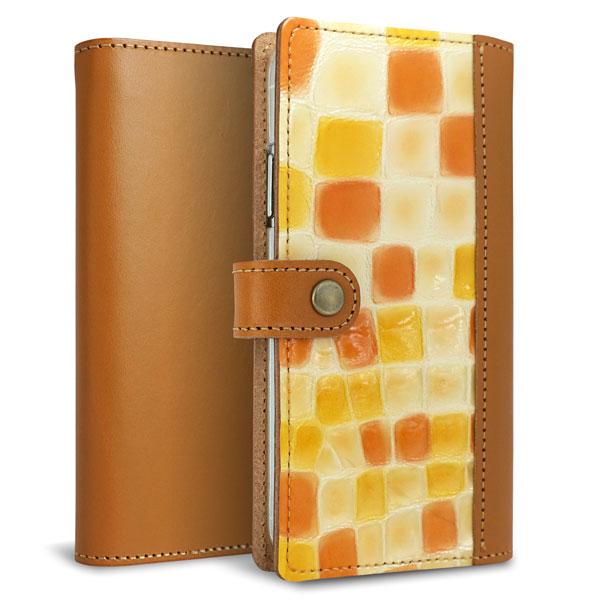 Galaxy A51 5G SCG07 au ステンドグラス&イタリアンレザー 手帳型ケース 耐衝撃