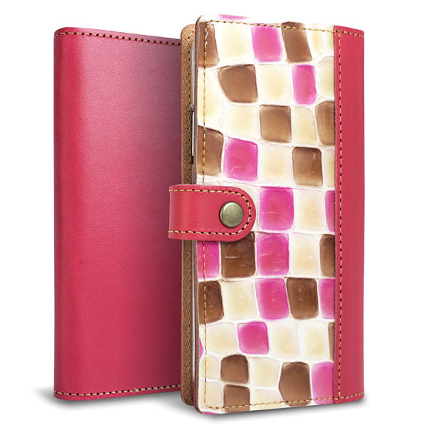 arrows M04 ステンドグラス&イタリアンレザー 手帳型ケース 耐衝撃