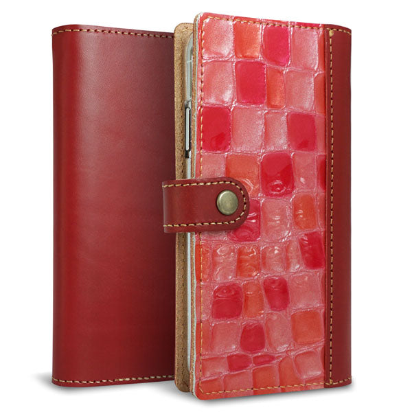 Xperia XZ3 801SO SoftBank ステンドグラス&イタリアンレザー 手帳型ケース 耐衝撃