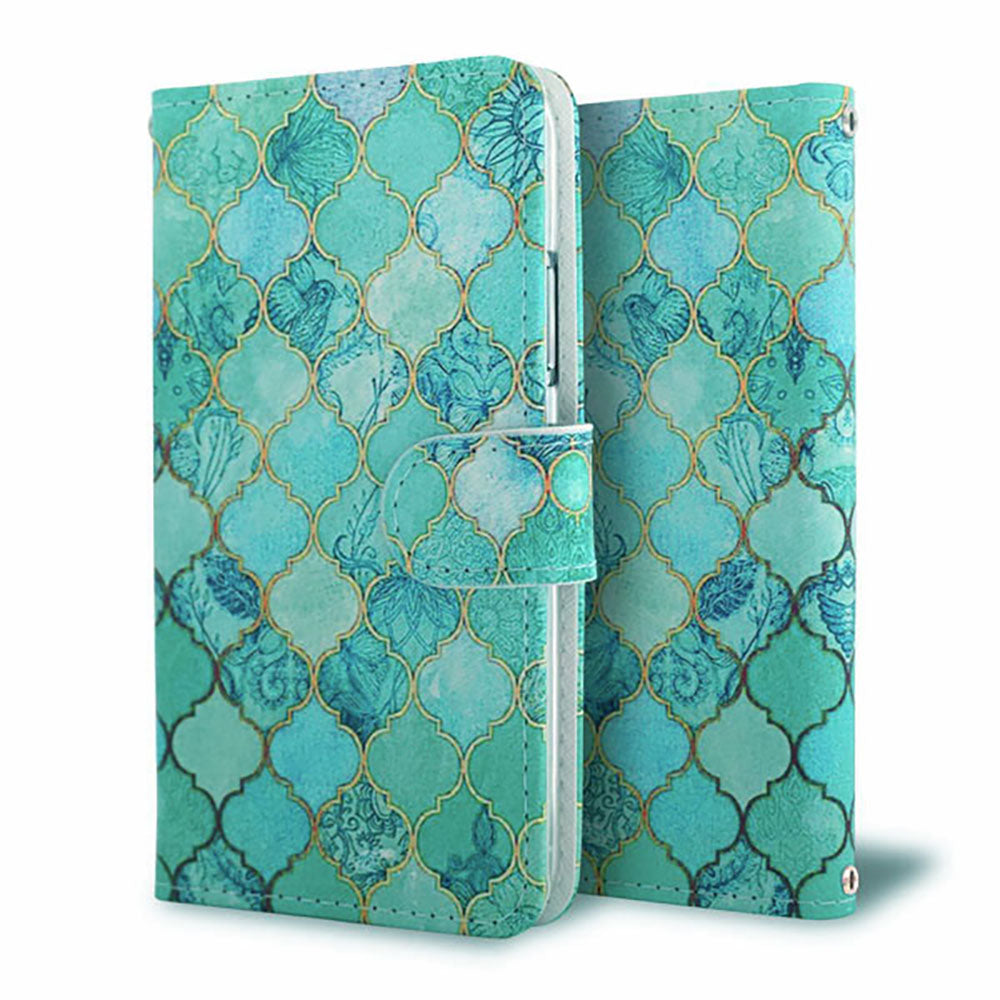 AQUOS wish5 SH-M32 スマホケース 手帳型 モロッカンタイル風 耐衝撃