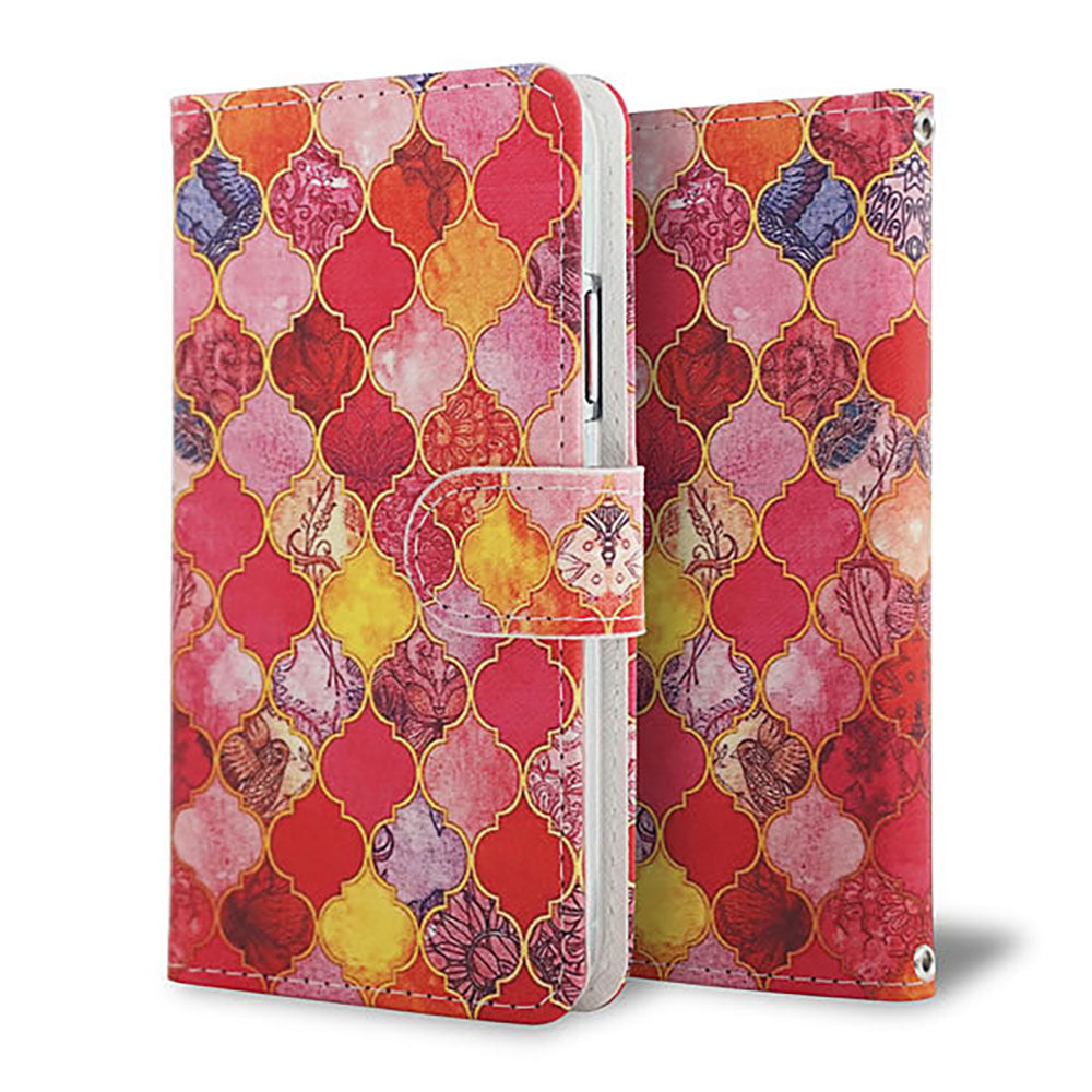 BASIO active SHG09 au スマホケース 手帳型 モロッカンタイル風 耐衝撃