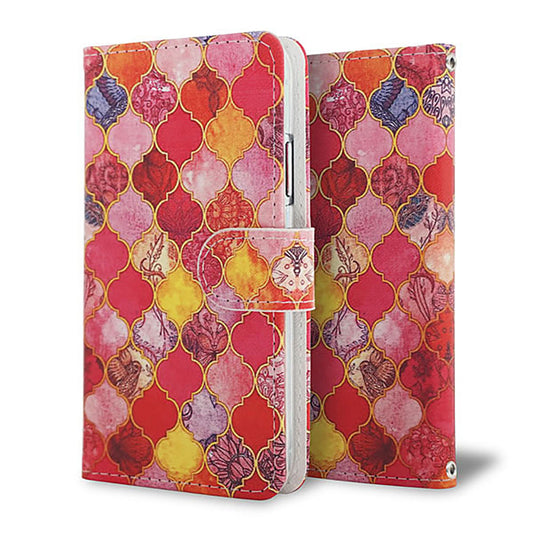 BASIO active SHG09 au スマホケース 手帳型 モロッカンタイル風 耐衝撃