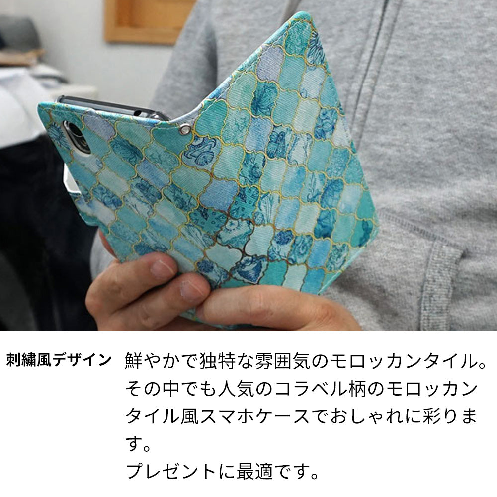 AQUOS wish4 SH-52E docomo スマホケース 手帳型 モロッカンタイル風 耐衝撃