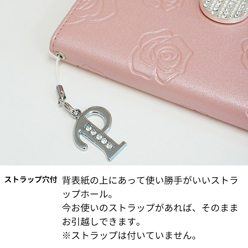らくらくスマートフォン F-53E docomo スマホケース 手帳型 Rose&ラインストーンデコバックル 耐衝撃
