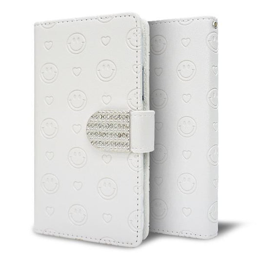 Xperia 10 VII A502SO SoftBank スマホケース 手帳型 ニコちゃん ハート デコ ラインストーン バックル 耐衝撃