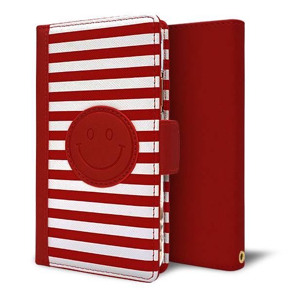 Xperia 10 VII A502SO SoftBank スマホケース 手帳型 ボーダー ニコちゃん スタンド付き